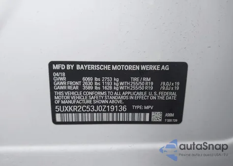 2018 BMW X5 Sdrive35I из США, поврежденный, VIN 5UXKR2C53J0Z19136